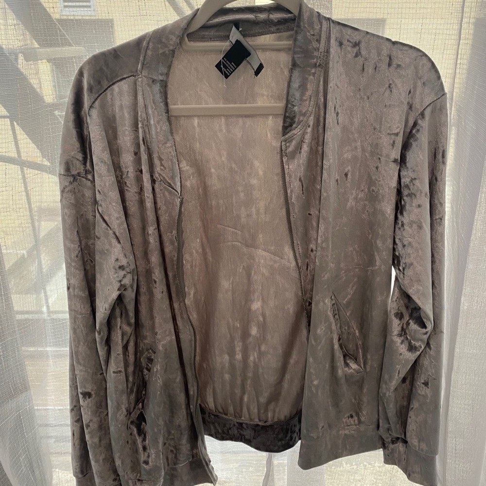 Silver velvet bomber jacket